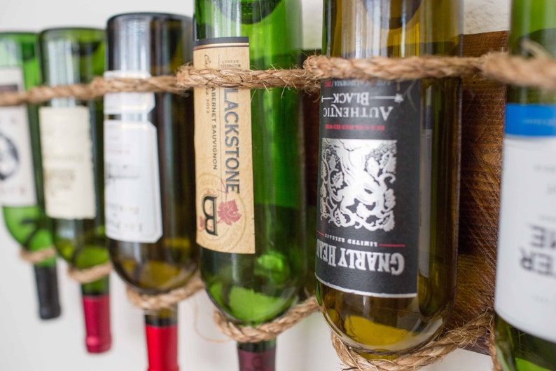 Nautical Wine Rack Wall Mounted Wood Rope Wine Rack with Etsy