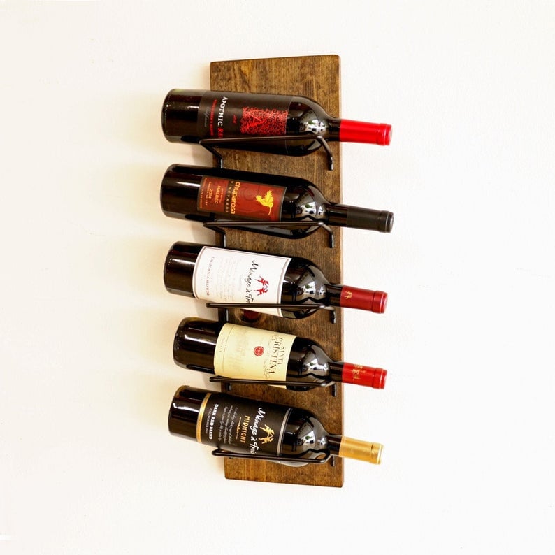 Wood Wine Rack / Wall Mounted Vertical Wine Rack and Bottle Etsy