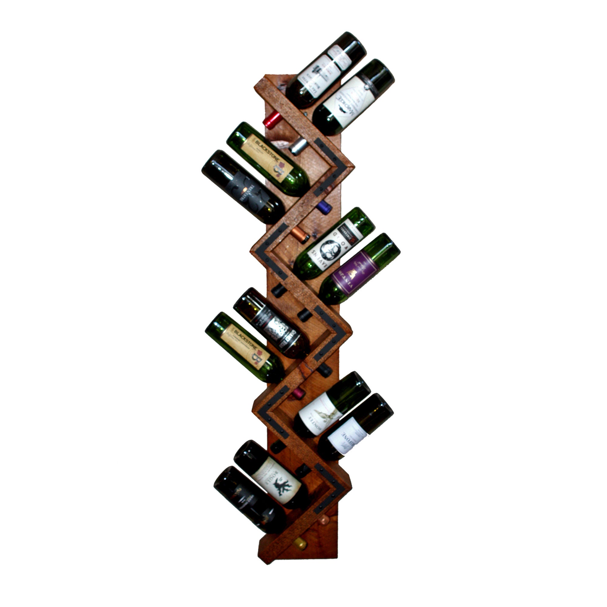 Zig Zag Wine Rack Rustic Wood Wall Mounted Wine Bottle Etsy