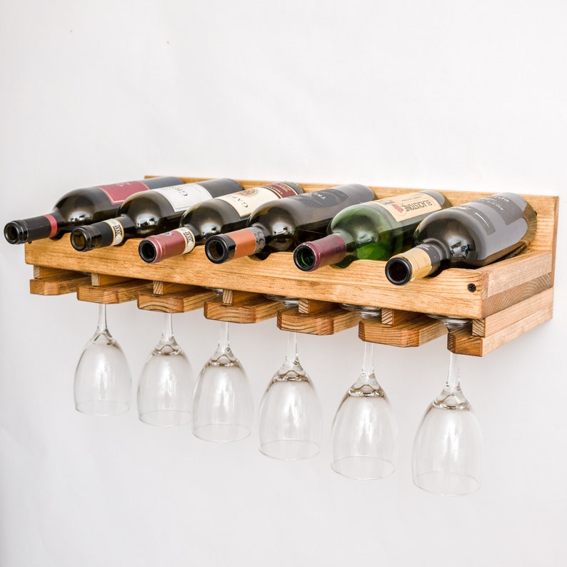 Wood Wine Rack & Wall Mounted Wine Bottle Holder Shelf With Etsy