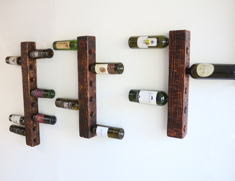 Rustic Wine Rack Wall Mounted  Vertical Wine Rack  Wooden image 4