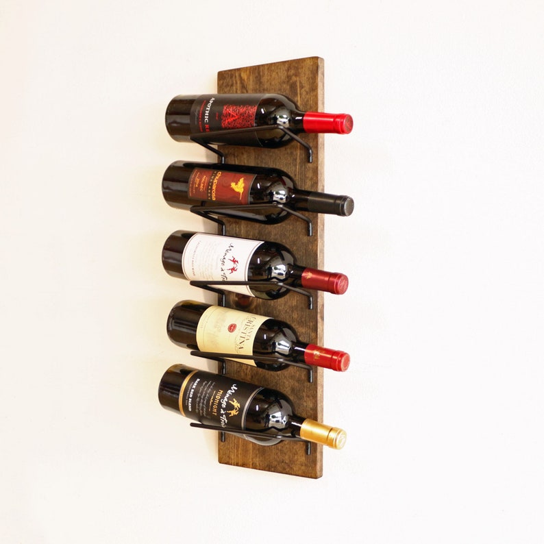 Rustic Wine Rack Wall Mounted Vertical Wood Bottle Display Storage Organizer Bar