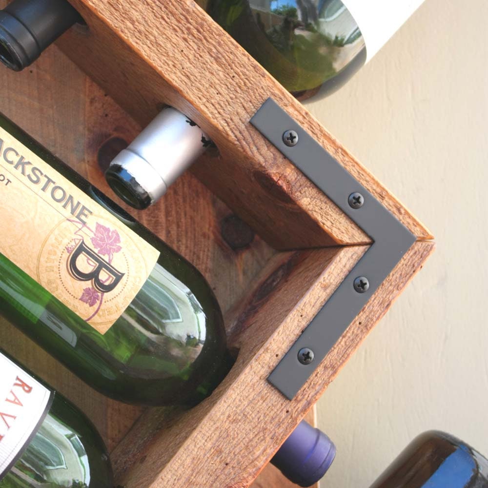 Zig Zag Wine Rack Rustic Wood Wall Mounted Wine Bottle Etsy