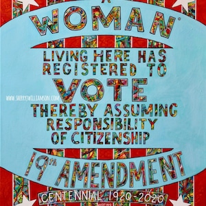 19th amendment centennial matted print of original art 5x7 matted for 8x10