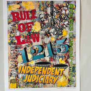 Rule of Law No 1 2023 hand embellished giclee one of a kind