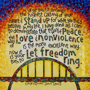 The Way John Lewis quote print of art 5x5 matted for 8x8