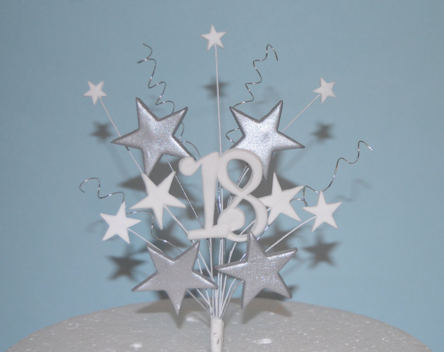 Cake topper stars on wires silver/gold 18th 21st 50th Etsy