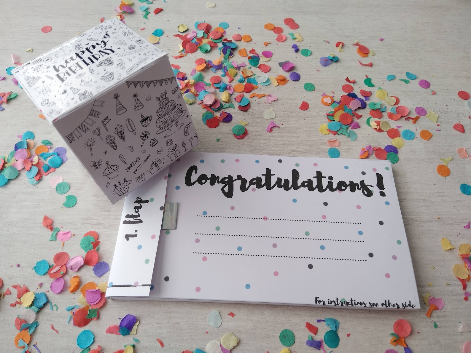 exploding confetti birthday box