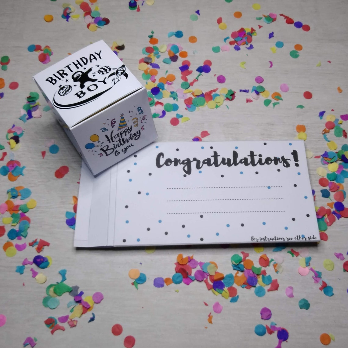 exploding confetti birthday box