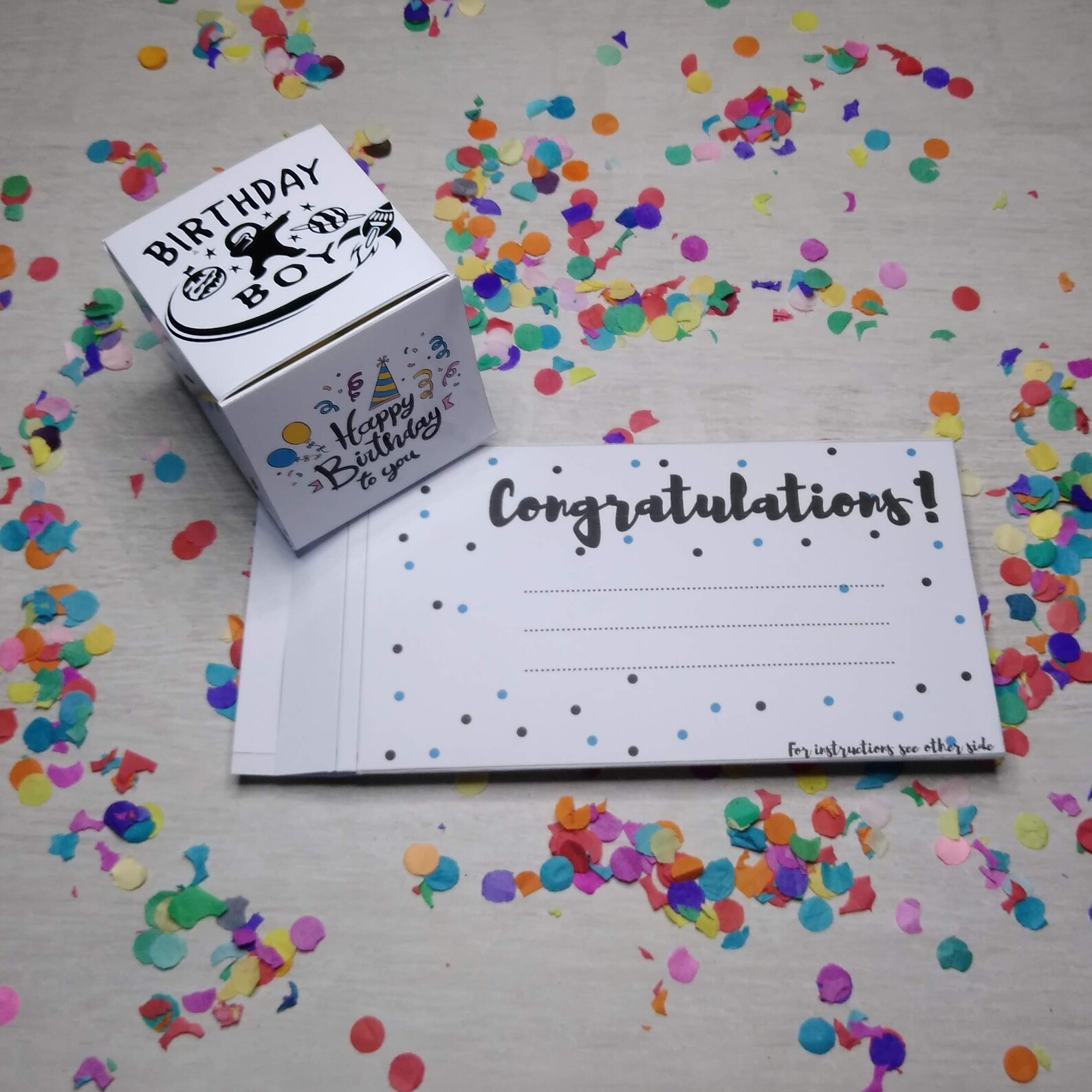 Bombfetti Party Card. Exploding confetti birthday boy card Etsy