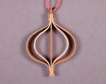 Handmade embossed leather onion shape Christmas tree ornaments, dark and light, Christmas decoration
