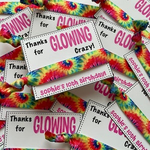 Tie Dye Hair Tie Party Favor: Glow Birthday, Sweet 16