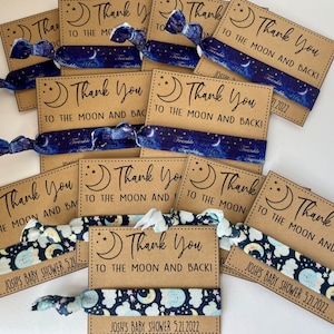 twinkle twinkle little star ,moon and star baby shower, moon and star hair ties, moon and star themed party favors , night sky