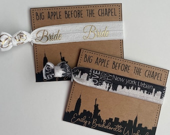 New York Bachelorette Favors ,New york wedding ,New york Bachelorette party , Bachelorette hair tie Favors , foe Favors , hair tie gifts