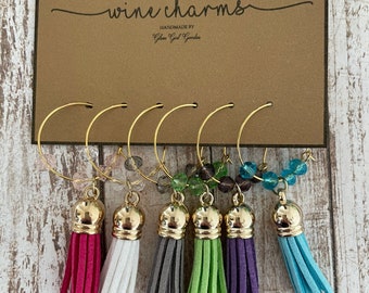 Tassel Wine Charms: Colorful Wine Glass Accessories, Set of 6