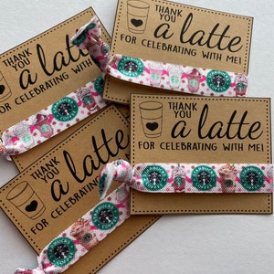 Frappe hair ties  coffee birthday favors coffee print foe teen birthday favors  Tween birthday favors sleepover party favors Frappe birthday