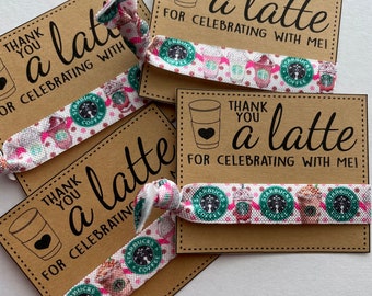 Frappe hair ties  coffee birthday favors coffee print foe teen birthday favors  Tween birthday favors sleepover party favors Frappe birthday