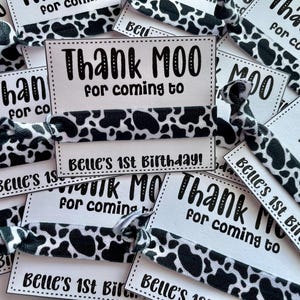 Cow Birthday Favors Cow print hair ties farm themed birthday party girl cow party cow print party favors cow party supply Holy Cow I&#39;m One