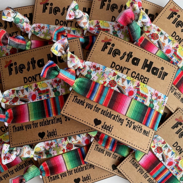 Fiesta Hair dont care Thank You favor Birthday party mexican fiesta favors fiesta hair tie favors