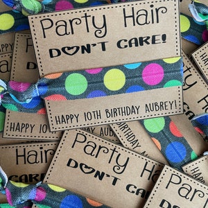 Party Hair Dont Care  party favors Party favors Neon hair tie favors Glow party favors Tween party sleep over glow hue bracelets