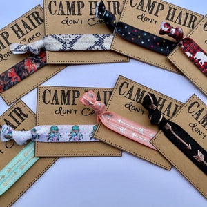 Camp Hair dont care  Camp gifts Camp Favors Camp Hair dont care favors Camp teen party gifts camp hair tie favors bridesmaids camp hair