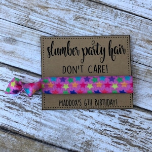 Hair tie party favors , ponytail holder favors , elastic hair ties party gifts, sleepover party Favors , slumber party Favors , girl party