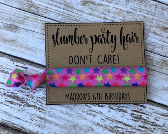 Hair tie party favors , ponytail holder favors , elastic hair ties party gifts, sleepover party Favors , slumber party Favors , girl party