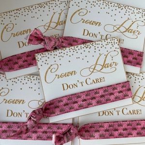 Crown hair don&#39;t care pageant hair ties pageant Favors pageant party crown printed hair ties for girls pageant goody pageant gifts
