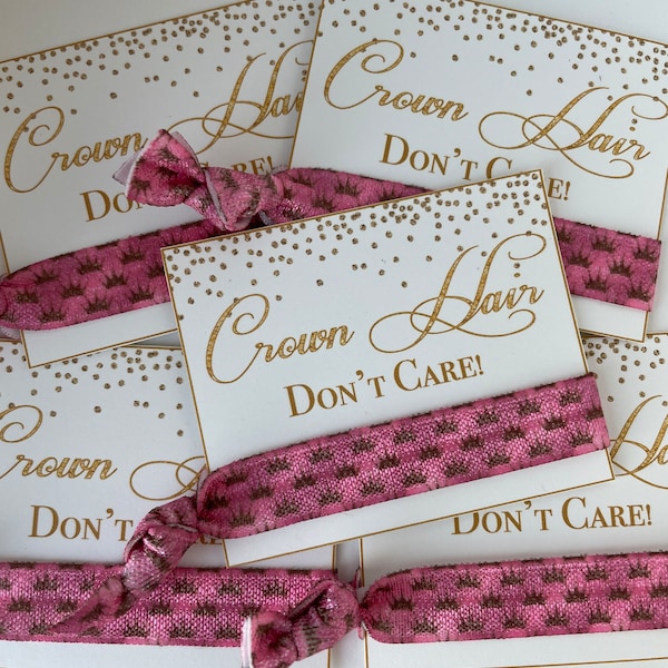 Crown hair don't care pageant hair ties pageant Favors pageant party crown printed hair ties for girls pageant goody pageant gifts