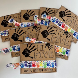 Hi 5 Birthday  hi five party supplies hi five party favors cute girl favor 5 year old Birthday party  little girl hair tie Favor