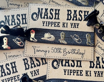 Nash Bash Hair Tie Party Favors: Cowgirl Birthday, Western Bachelorette Bridesmaid personalized thank you