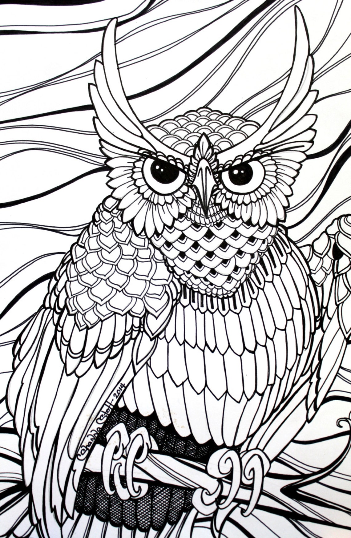 3 PAGES Owl Download coloring pages Neo Traditional Tattoo | Etsy