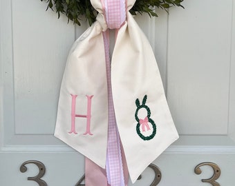 Custom Embroidered Easter Bunny Monogrammed Wreath Sash