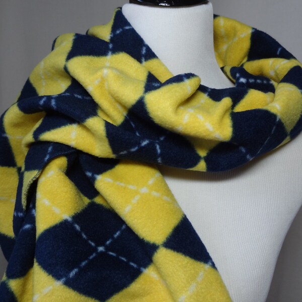 Echarpe polaire, Echarpe Polaire Argyle bleu et or, marine Football foulard, châle, Fleece bleu foulard, écharpe bleu et or, cadeau, College Echarpe, NFL