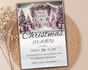 Christmas Party Invitation, Editable Holiday Invite Template, Festive Winter Party Card, Printable Xmas Celebration, Digital Download Invite