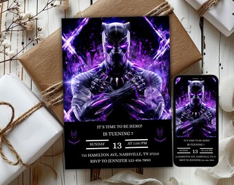 Faire-part d'anniversaire super héros, modèle d'invitation de fête super-héros modifiable, carte imprimable Style bande dessinée, téléchargement numérique de l'événement héros pour enfants