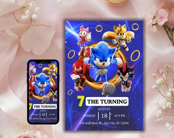 Sonic Birthday Invitation | Editable Kids Party Invite | Printable Sonic Card | Custom Digital Template for Boys Birthday | Instant Download