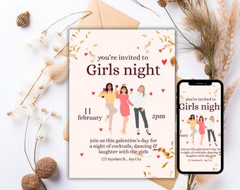 Girls Night Invitation Template, Editable Ladies Night Party Invite, Printable Fun Celebration Card, Girls Night Digital Download