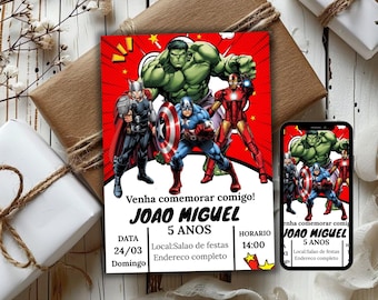 All Calling Super Hero Birthday Invitation | Editable Kids Party Invite | Printable Superhero Theme Card | Custom Digital Template