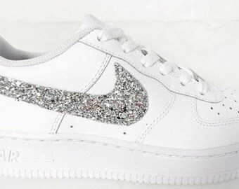 silver glitter air force ones