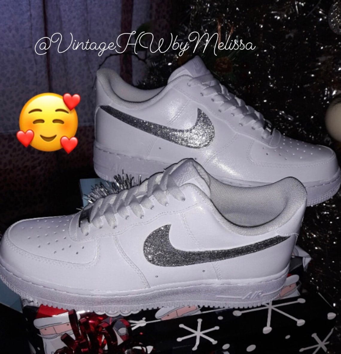 Custom Hand Painted Glitter Air Force 1s Sneakers Air Etsy