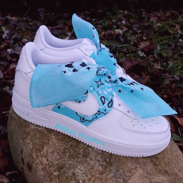 Custom, Blue, Bandana Baby, Air Force 1s, Forces, Bandana, Shoes, Gift, Sneakers