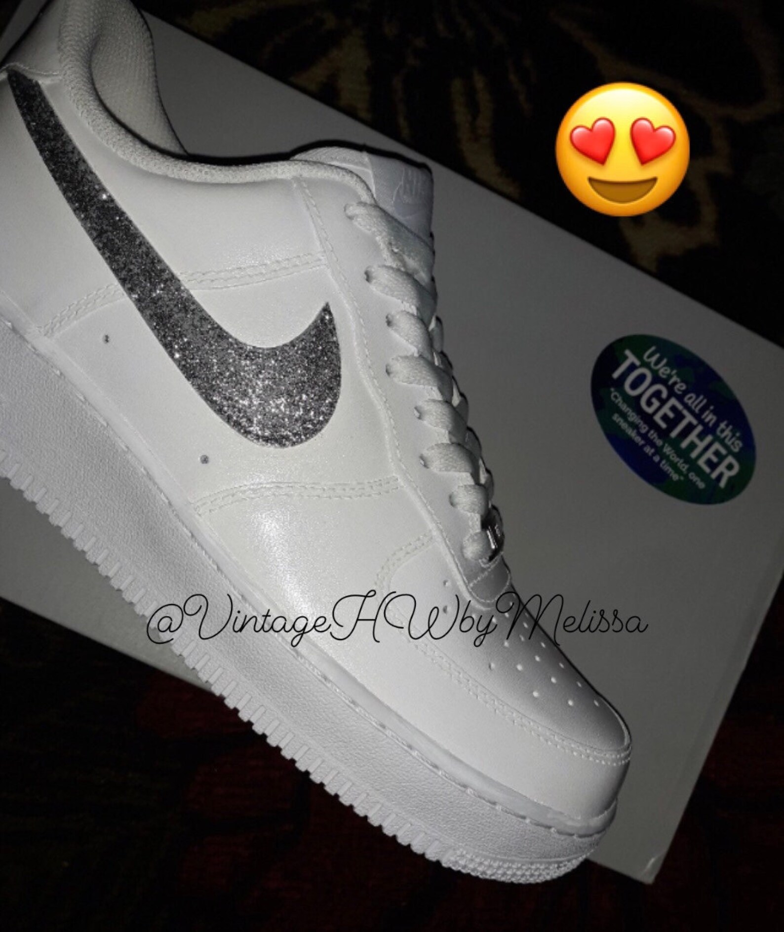 Custom Hand Painted Glitter Air Force 1s Sneakers Air Etsy