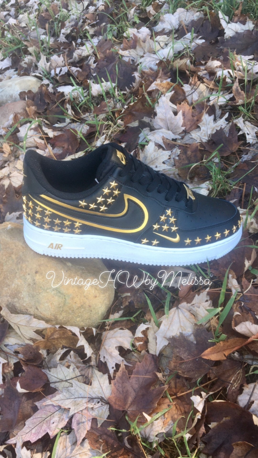 black air forces with gold stars