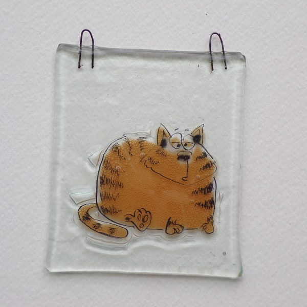 Cute Kitty Suncatchers, Window Decorations, Hand Painted, Fused Glass