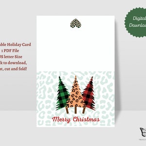 Leopard Print Christmas Card, Digital Download, printable holiday card, instant download printable card