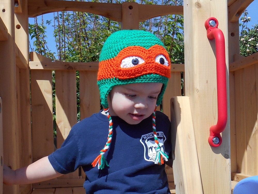 Ninja Turtle Hat Crochet PATTERN TMNT NB to Adult