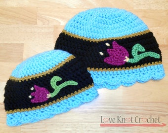 Princess Anna Inspired Tulip Hat Crochet PATTERN NB to Adult