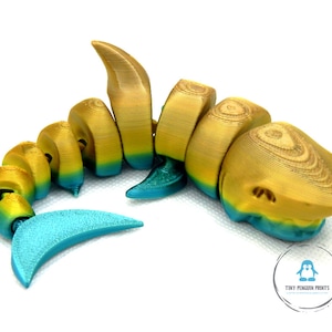 Flexi Shark Fidget - Articulated, 3D Printed, Toy, Gift, Fidget Stim, Pocket Pet, Multiple Colors