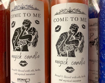 Come to Me Spell Candle - Blessed & Dressed 7 Day Candle